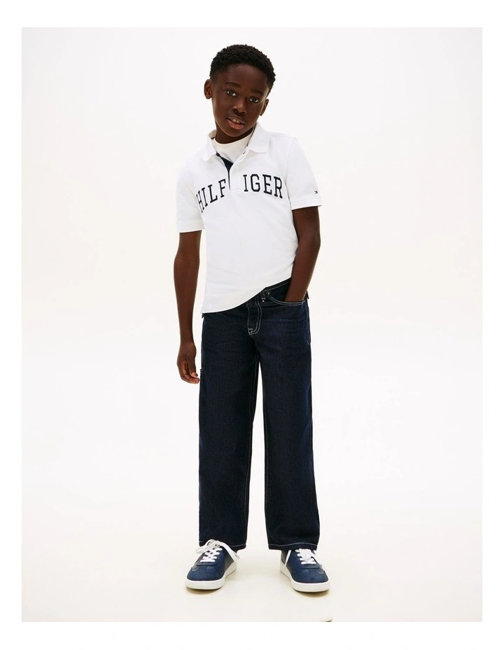 Boys Regular Fit Textured Polo Shirt (8-16 Years) in White image 3