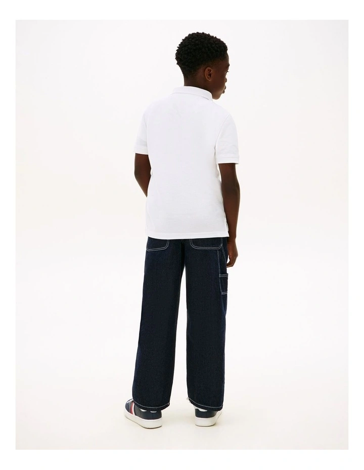 Boys Regular Fit Textured Polo Shirt (8-16 Years) in White image 4