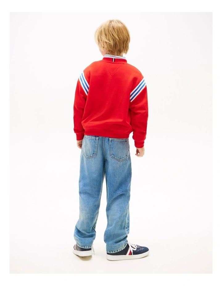 Boys Wavy Flag Logo Terry Sweatshirt (8-16 Years) in Red image 4