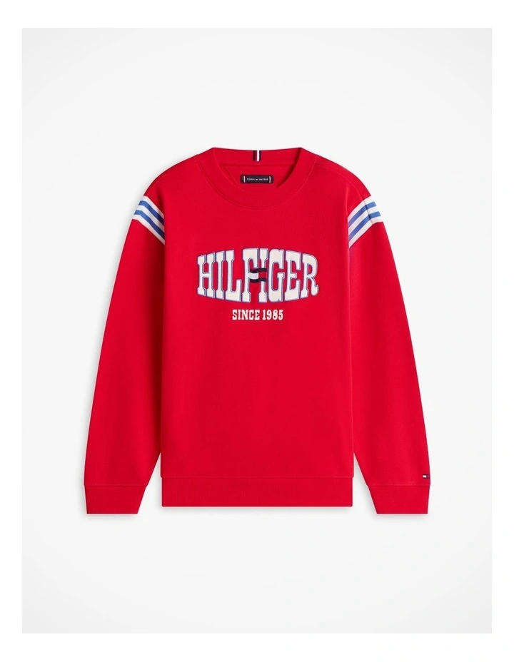 Boys Wavy Flag Logo Terry Sweatshirt (8-16 Years) in Red image 5
