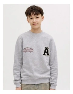 Nantucket Script Sweat in Grey Marle