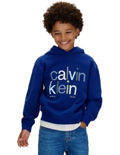 Colour Logo Graphic Terry Hoodie (8-16 Years) in Bold Blue