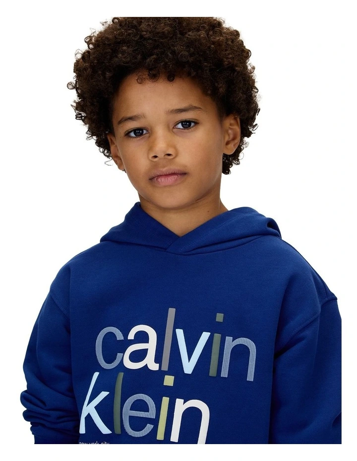 Colour Logo Graphic Terry Hoodie (8-16 Years) in Bold Blue image 3