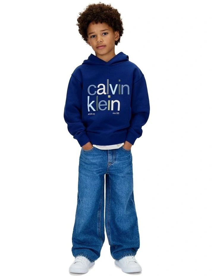 Colour Logo Graphic Terry Hoodie (8-16 Years) in Bold Blue image 4