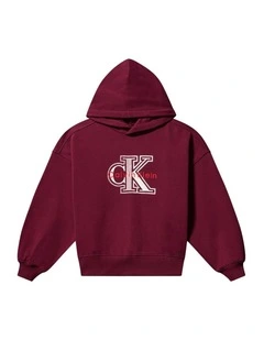 Velvet Monogram Hoodie (8-16 Years) in Purple