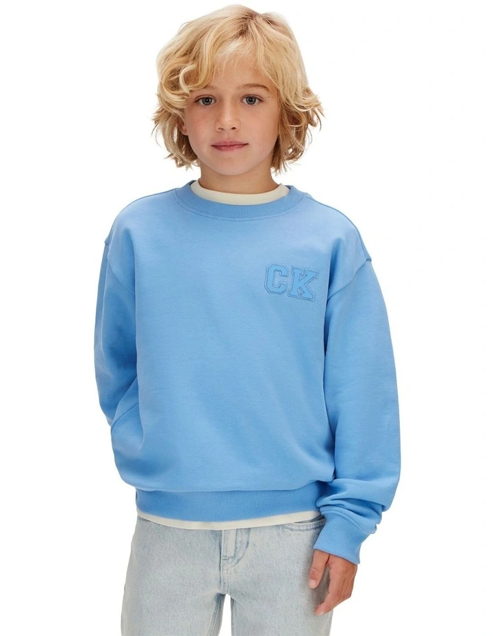 Relaxed Logo Crewneck Sweatshirt (8-16 Years) in Blue image 1