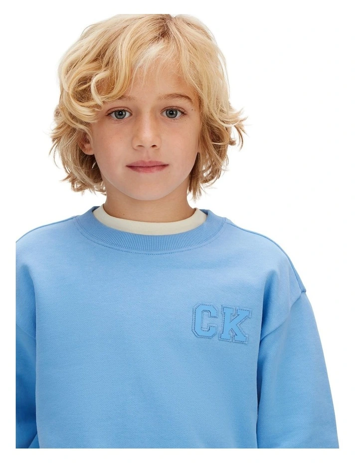 Relaxed Logo Crewneck Sweatshirt (8-16 Years) in Blue image 3