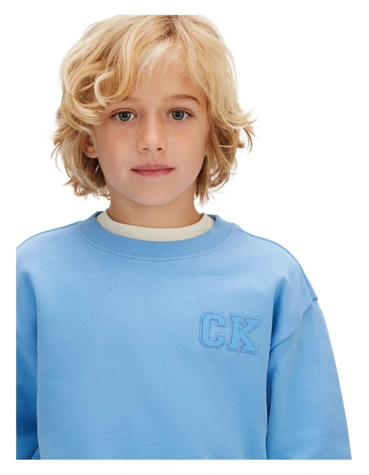 Relaxed Logo Crewneck Sweatshirt (8-16 Years) in Blue image 3