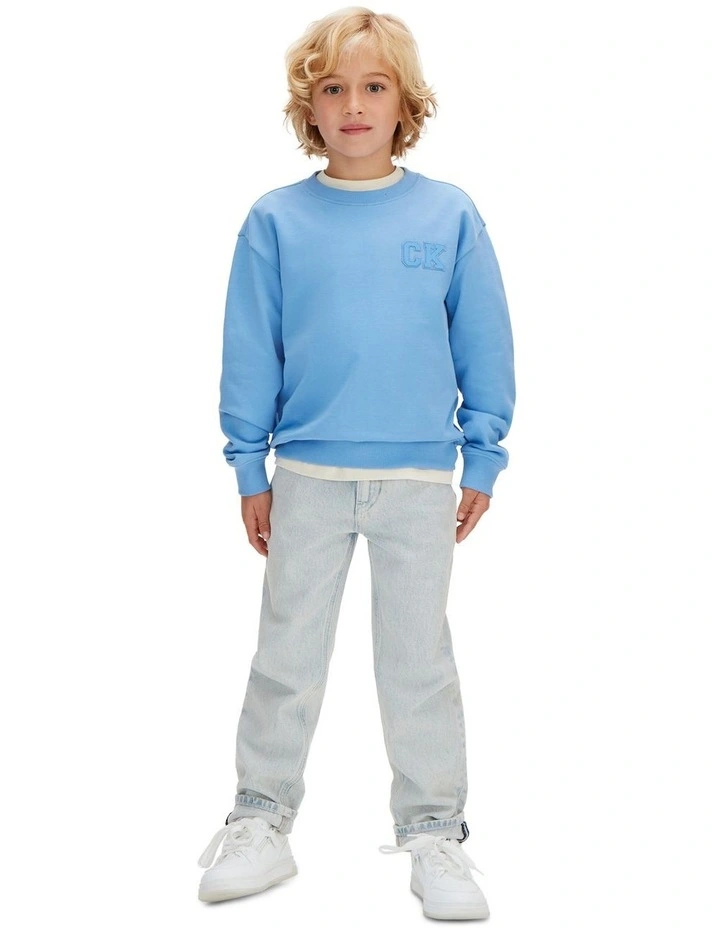 Relaxed Logo Crewneck Sweatshirt (8-16 Years) in Blue image 4