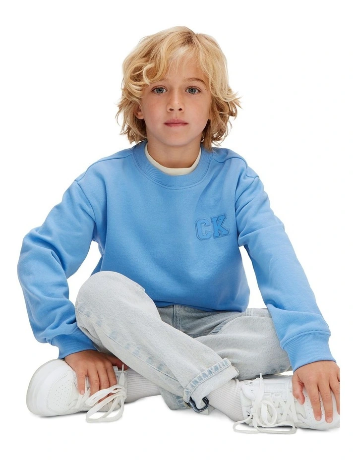 Relaxed Logo Crewneck Sweatshirt (8-16 Years) in Blue image 5