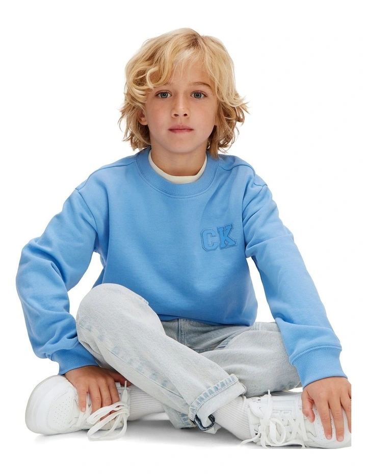 Relaxed Logo Crewneck Sweatshirt (8-16 Years) in Blue image 5