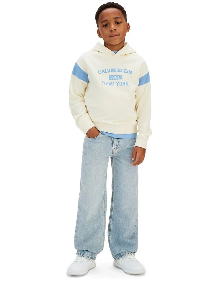 Relaxed Varsity Logo Hoodie (8-16 Years) in Cream image 1