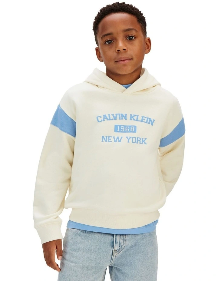 Relaxed Varsity Logo Hoodie (8-16 Years) in Cream image 3