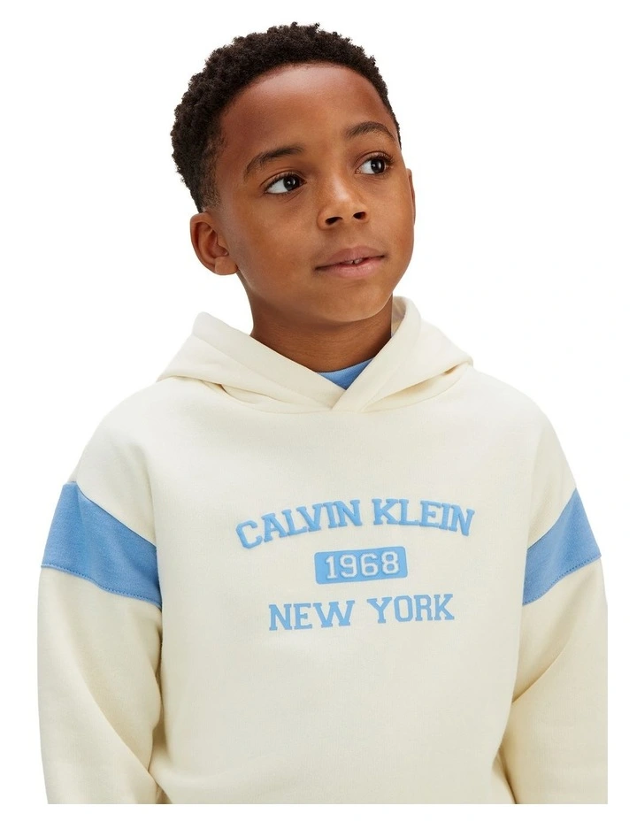 Relaxed Varsity Logo Hoodie (8-16 Years) in Cream image 4