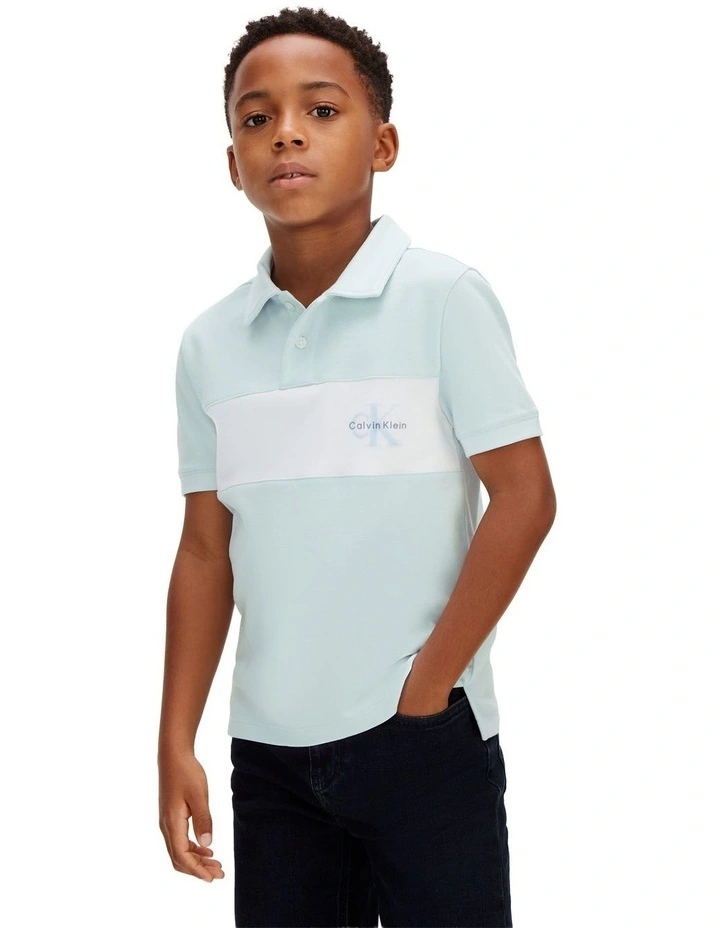 Monologo Pieced Polo Shirt (8-16 Years) in Blue image 3