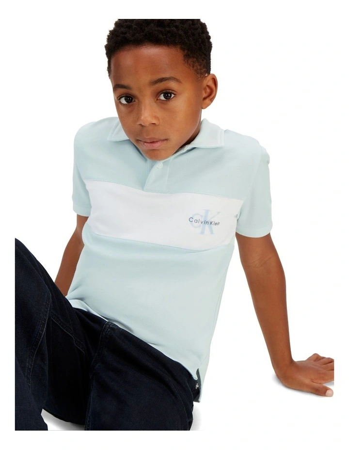 Monologo Pieced Polo Shirt (8-16 Years) in Blue image 5
