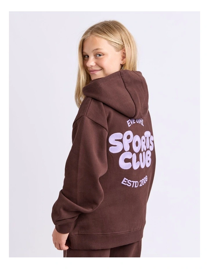 Sports Club Hoodie (8-16 Years) in Chocolate image 2