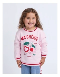 Cherry Hearts Crew (3-7 Years) in Pale Pink
