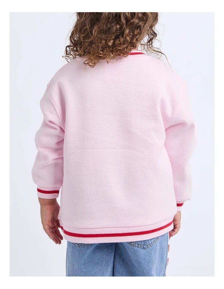 Cherry Hearts Crew (3-7 Years) in Pale Pink image 2