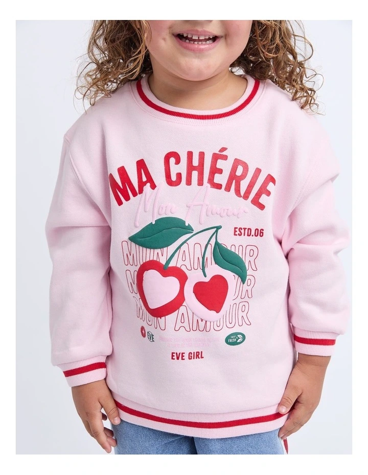 Cherry Hearts Crew (3-7 Years) in Pale Pink image 4