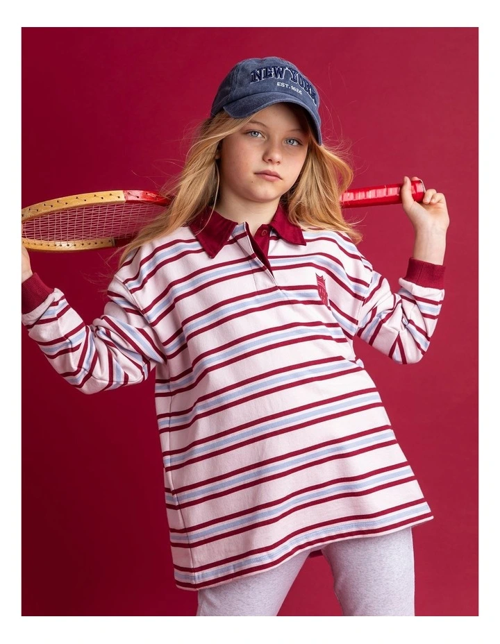 Hailey Rugby Jumper (8-16 Years) in Pale Pink image 3
