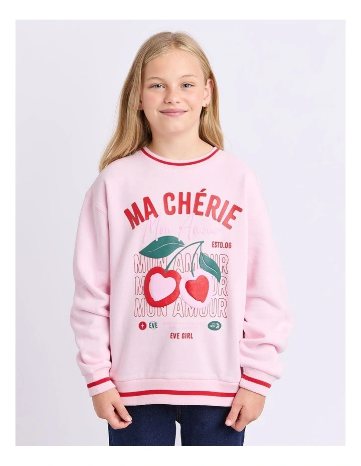 Cherry Hearts Crew (8-16 Years) in Pale Pink image 1
