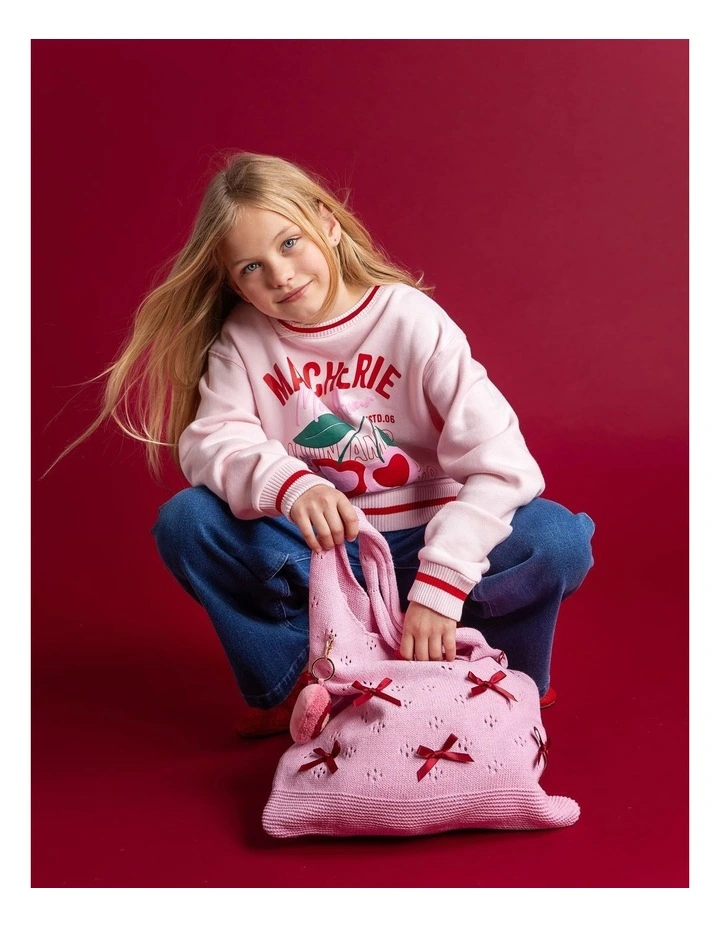 Cherry Hearts Crew (8-16 Years) in Pale Pink image 2