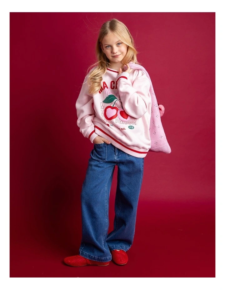 Cherry Hearts Crew (8-16 Years) in Pale Pink image 3