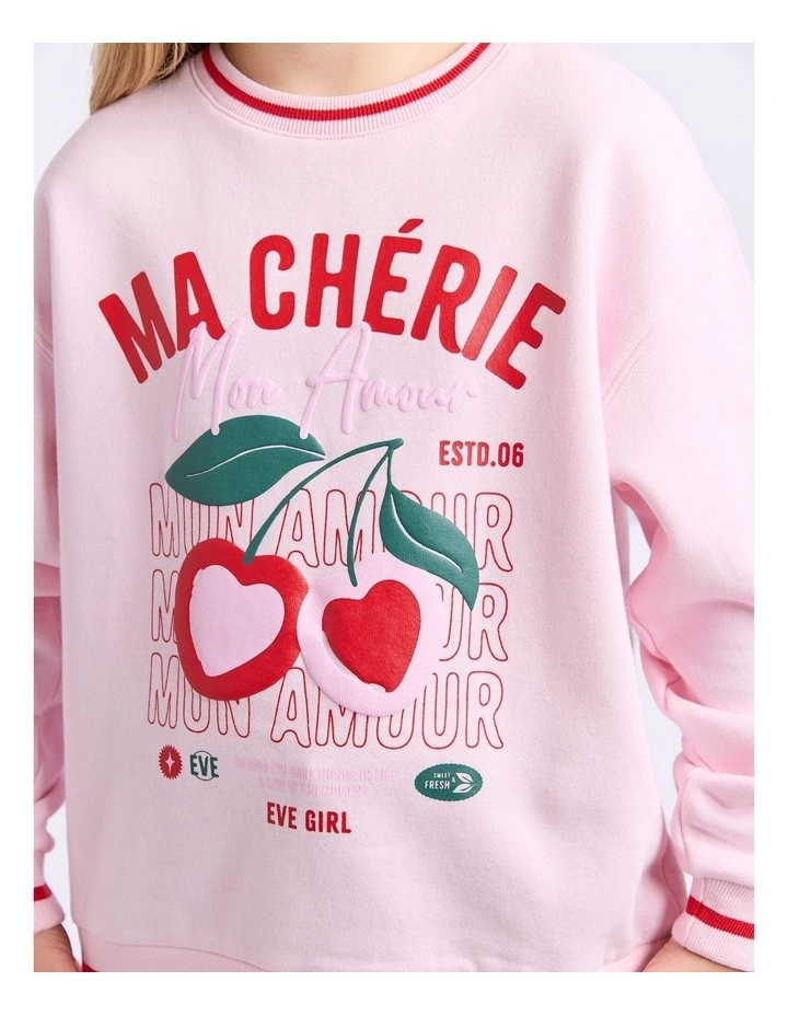 Cherry Hearts Crew (8-16 Years) in Pale Pink image 6