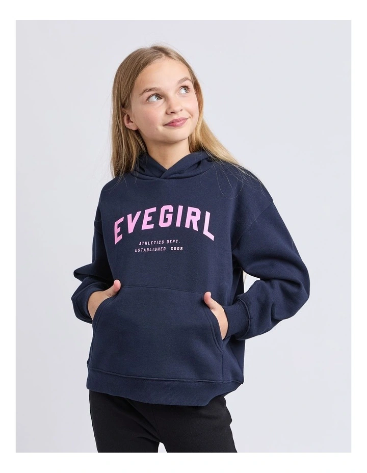 Performance Hoodie (8-16 Years) in Navy with Pink image 1