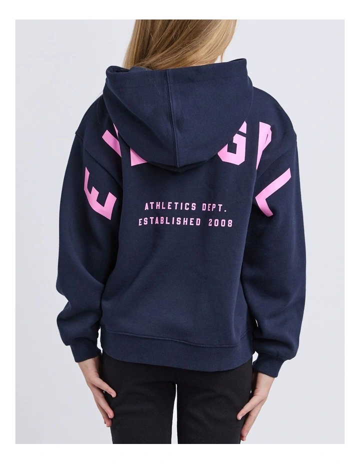 Performance Hoodie (8-16 Years) in Navy with Pink image 2