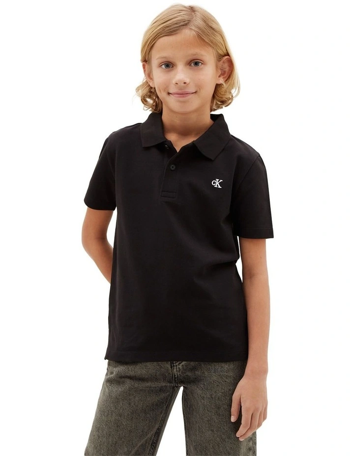 Cotton Stretch Polo Shirt (8-16 Years) in Black image 1