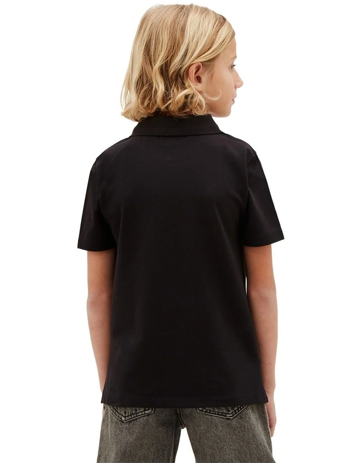Cotton Stretch Polo Shirt (8-16 Years) in Black image 2