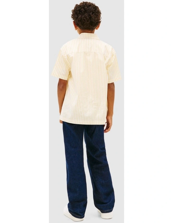 Boys Ithaca Stripe Short Sleeve Oxford Shirt (8-16 years) in Yellow image 2