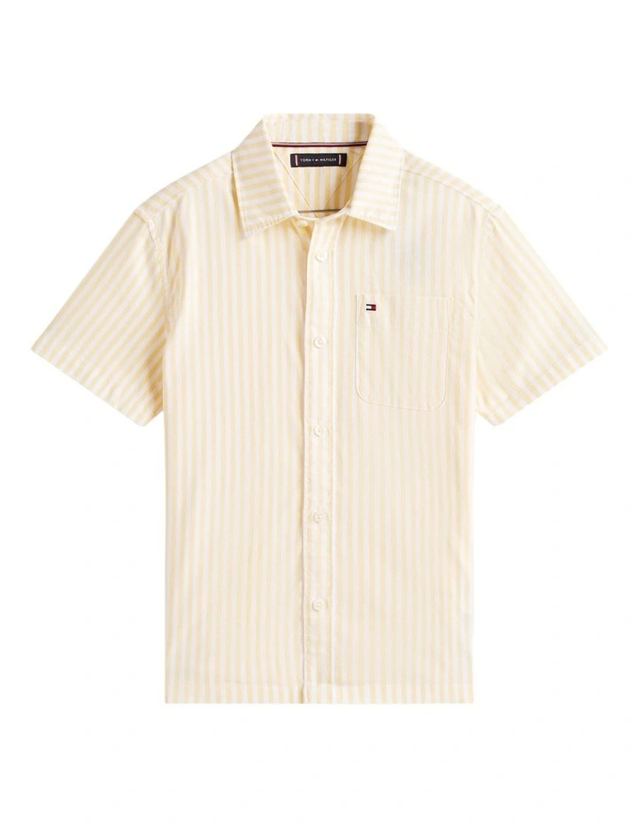 Boys Ithaca Stripe Short Sleeve Oxford Shirt (8-16 years) in Yellow image 5