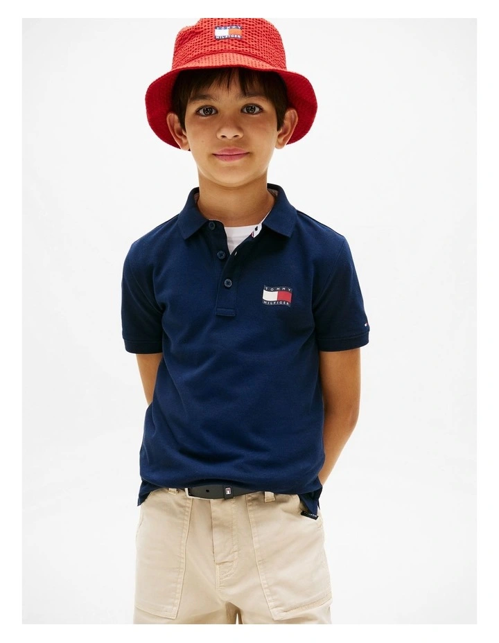 Regular Fit Wavy Flag Polo Shirt (8-16 years) in Navy image 1