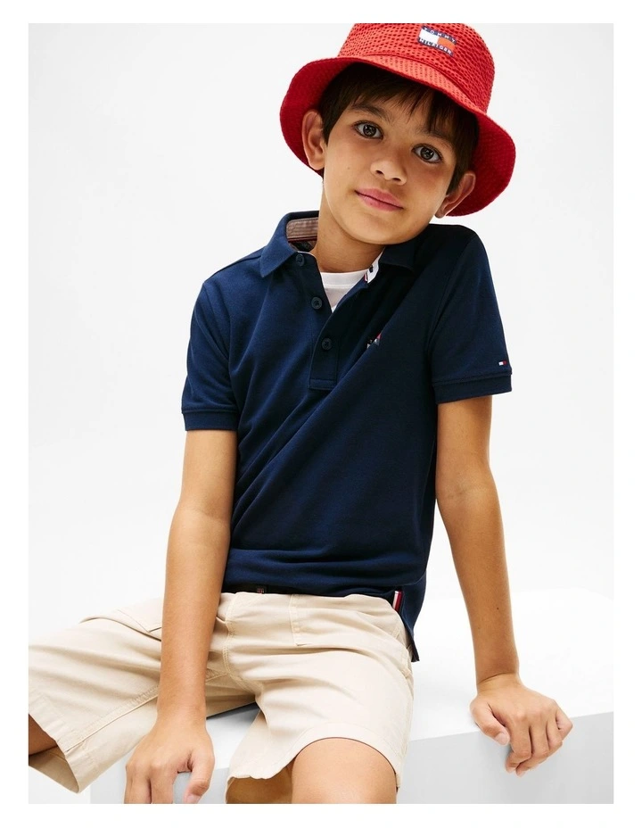 Regular Fit Wavy Flag Polo Shirt (8-16 years) in Navy image 2