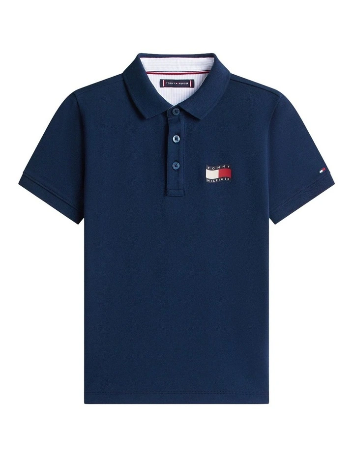 Regular Fit Wavy Flag Polo Shirt (8-16 years) in Navy image 5