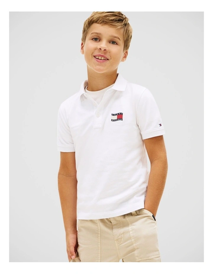 Regular Fit Wavy Flag Polo Shirt (8-16 years ) in White image 1