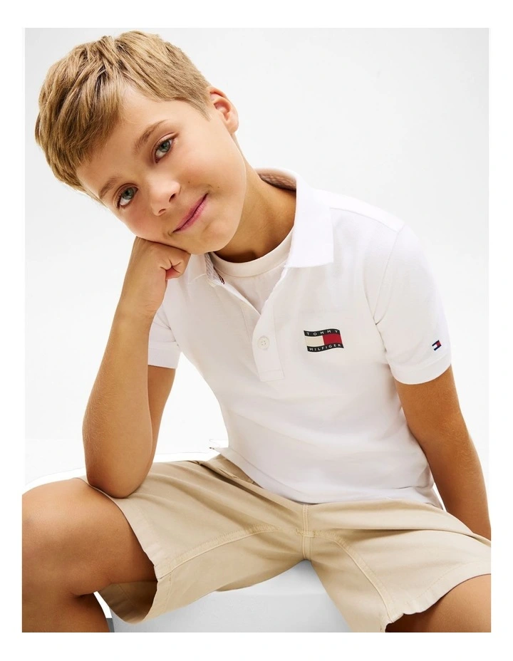 Regular Fit Wavy Flag Polo Shirt (8-16 years ) in White image 2