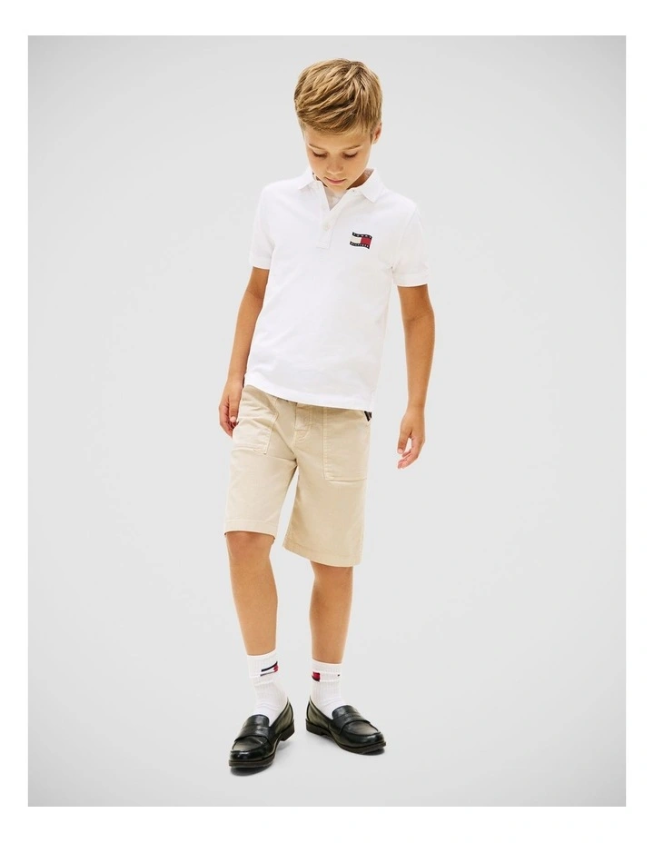 Regular Fit Wavy Flag Polo Shirt (8-16 years ) in White image 3