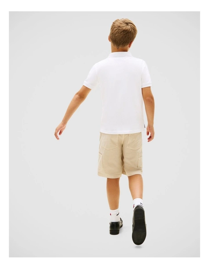 Regular Fit Wavy Flag Polo Shirt (8-16 years ) in White image 4