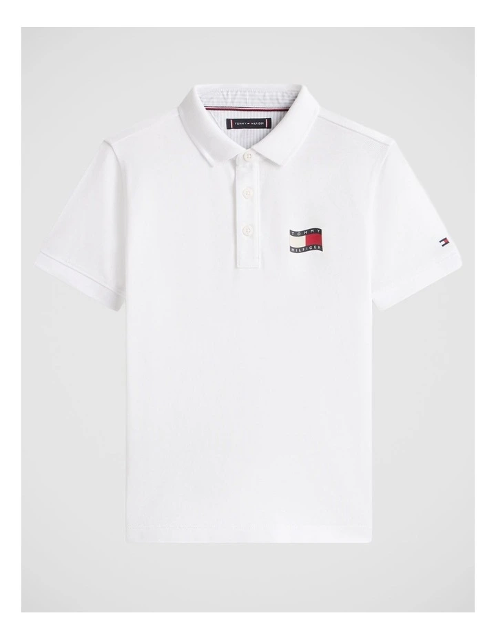 Regular Fit Wavy Flag Polo Shirt (8-16 years ) in White image 5