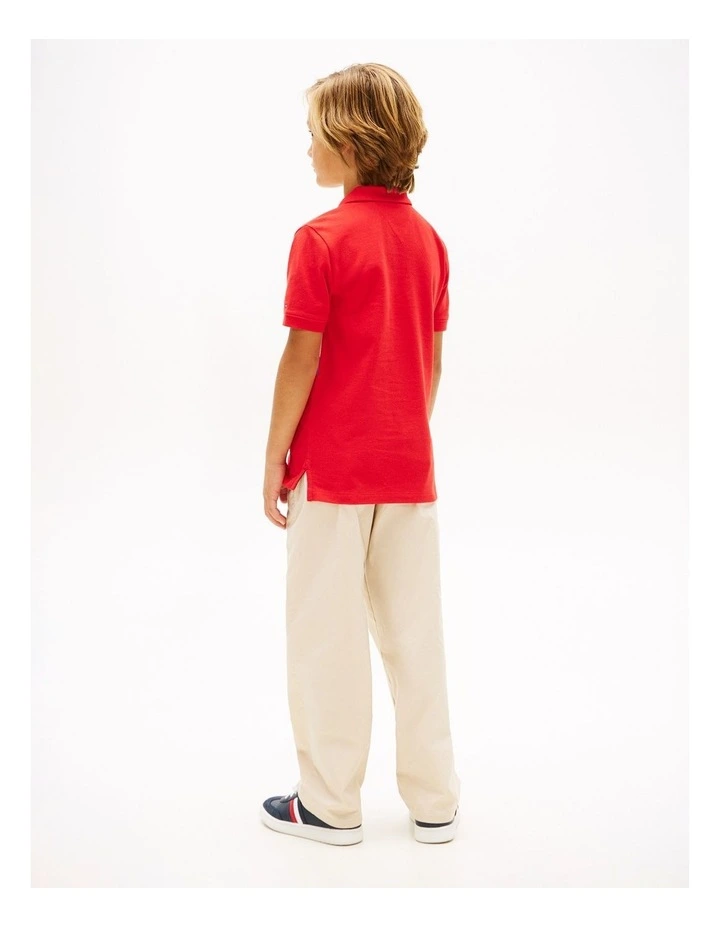Boys Regular Fit Colour-Blocked Pique Polo Shirt (8-16 Years) in Red image 4