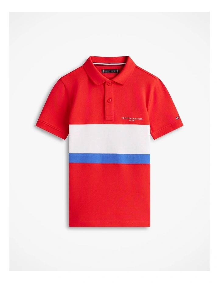 Boys Regular Fit Colour-Blocked Pique Polo Shirt (8-16 Years) in Red image 5