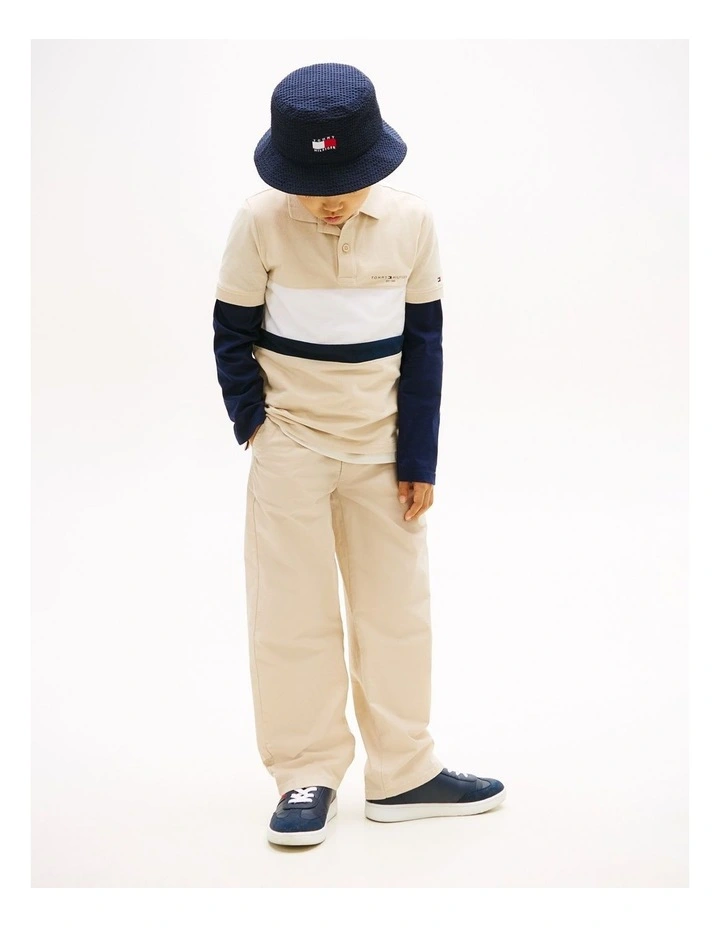 Boys Regular Fit Colour-Blocked Pique Polo Shirt (8-16 Years) in Biege image 3