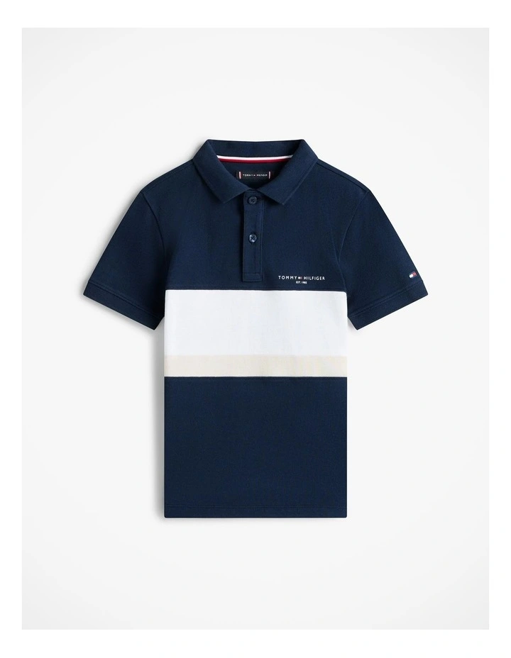 Boys Regular Fit Colour-Blocked Pique Polo Shirt (8-16 Years) in Blue image 5