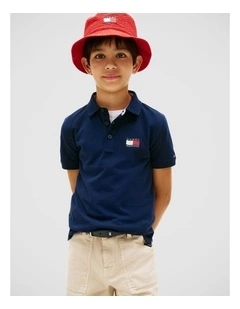 Boys Regular Fit Wavy Flag Polo Shirt (3-7 years) in Blue