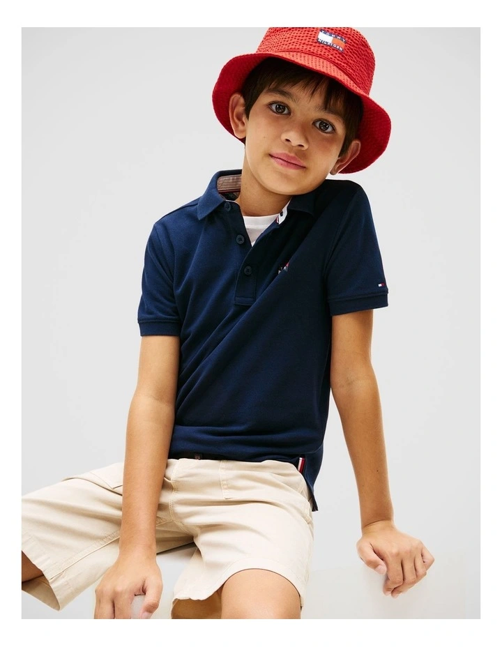 Boys Regular Fit Wavy Flag Polo Shirt (3-7 years) in Blue image 3