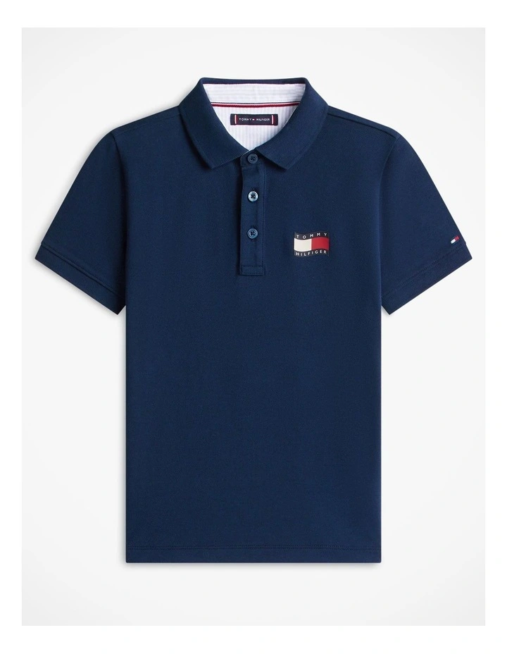 Boys Regular Fit Wavy Flag Polo Shirt (3-7 years) in Blue image 5